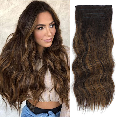 4pcs/set Long Wavy Hair Extensions Clip In Hair Extensions