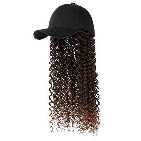 Ins Hot Baseball Cap with 16'' 20''Hair Extensions Adjustable Wig Hat Attached African Kinky Curly Hairpiece