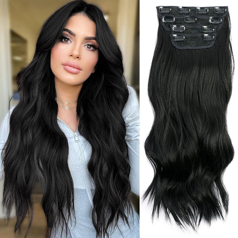 4pcs/set Long Wavy Hair Extensions Clip In Hair Extensions