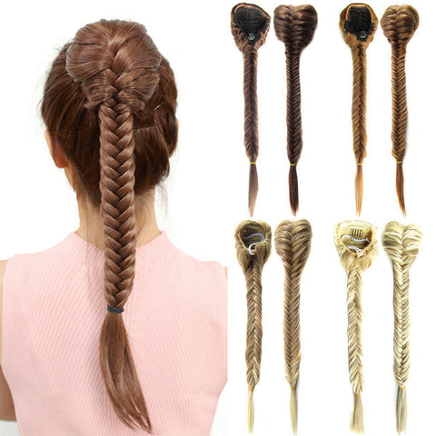 20 Inch Braided Ponytail  Drawstring Ponytail Clip In Hair Extension Ponytail