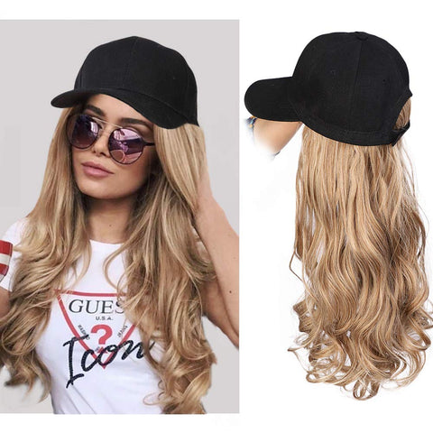 2023 Ins Hot Brown Black Wave Wig With Hat