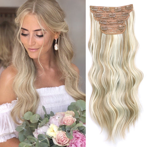 4pcs/set Long Wavy Hair Extensions Clip In Hair Extensions