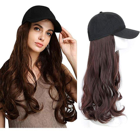 2023 Ins Hot Brown Black Wave Wig With Hat