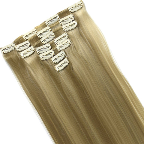 16 Clips Long Straight Hair Extensions