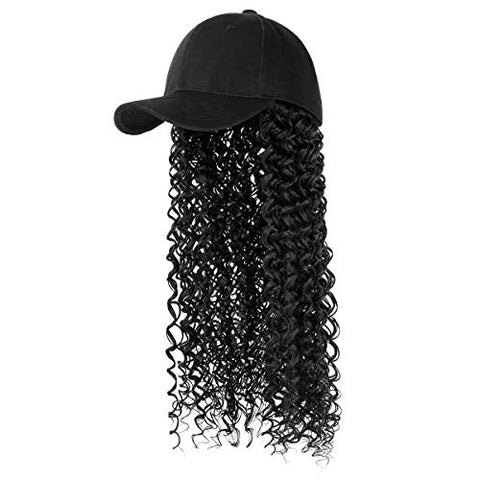 Ins Hot Baseball Cap with 16'' 20''Hair Extensions Adjustable Wig Hat Attached African Kinky Curly Hairpiece