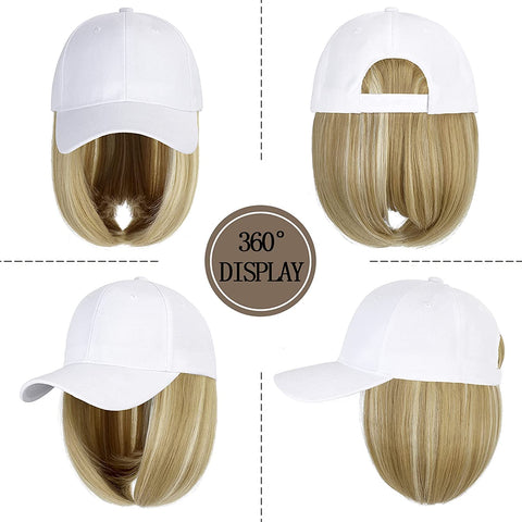 Ins Hot Baseball Cap with 14'' Hair Extensions Adjustable Wig