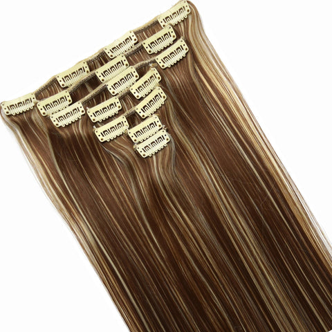 16 Clips Long Straight Hair Extensions