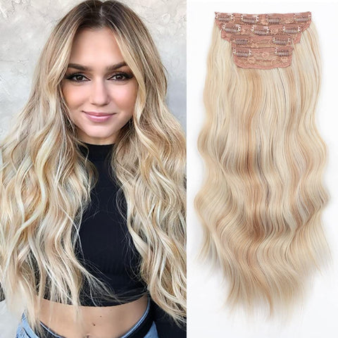 4pcs/set Long Wavy Hair Extensions Clip In Hair Extensions