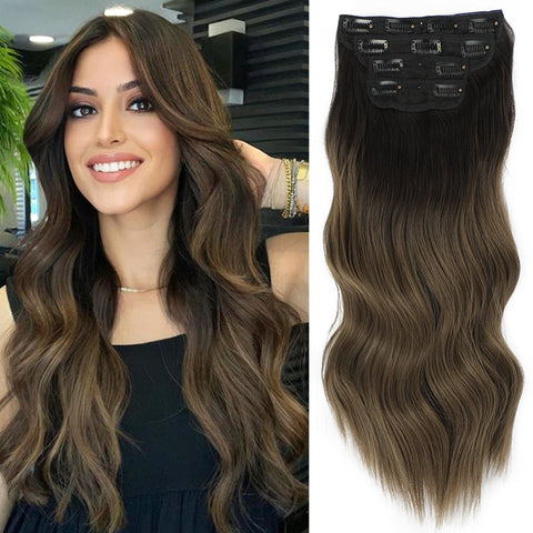 4pcs/set Long Wavy Hair Extensions Clip In Hair Extensions