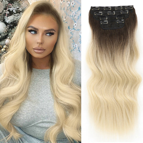 4pcs/set Long Wavy Hair Extensions Clip In Hair Extensions