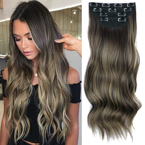 4pcs/set Long Wavy Hair Extensions Clip In Hair Extensions