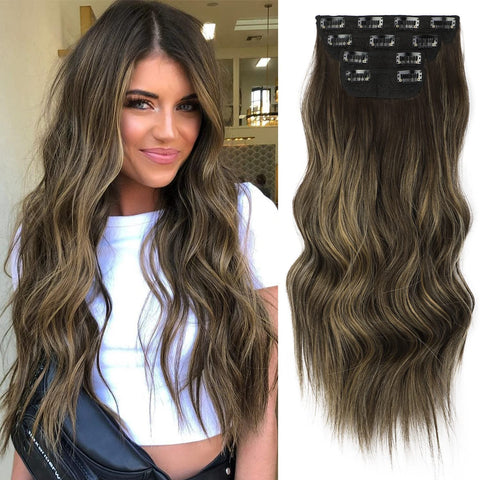 4pcs/set Long Wavy Hair Extensions Clip In Hair Extensions