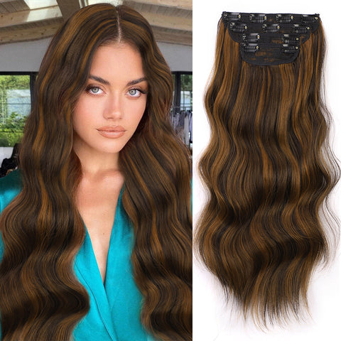 4pcs/set Long Wavy Hair Extensions Clip In Hair Extensions