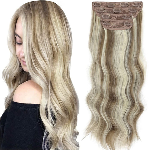 4pcs/set Long Wavy Hair Extensions Clip In Hair Extensions