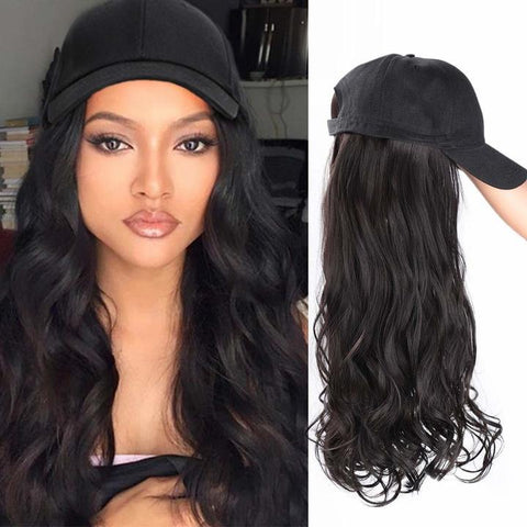 2023 Ins Hot Brown Black Wave Wig With Hat