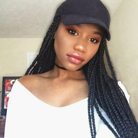 24inch Long Braiding Hair Baseball Cap Wig Box Braid wig