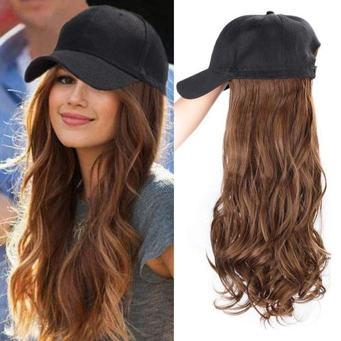 2023 Ins Hot Brown Black Wave Wig With Hat