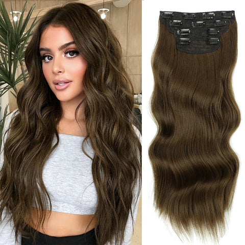 4pcs/set Long Wavy Hair Extensions Clip In Hair Extensions