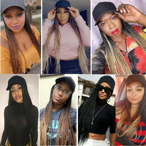 24inch Long Braiding Hair Baseball Cap Wig Box Braid wig