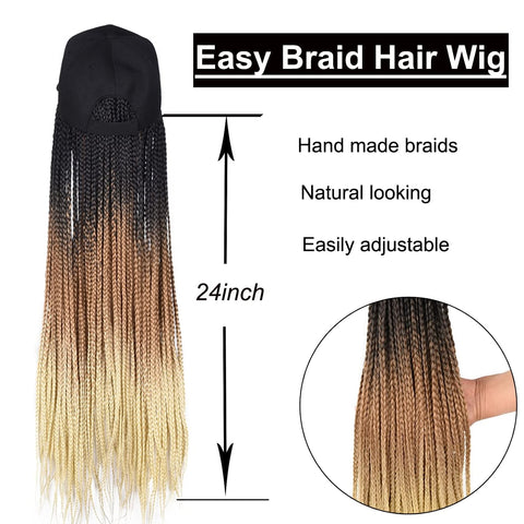 24inch Long Braiding Hair Baseball Cap Wig Box Braid wig