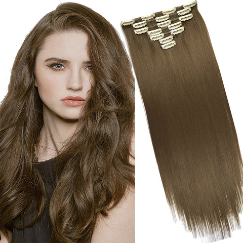 16 Clips Long Straight Hair Extensions