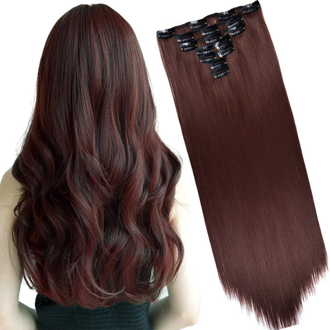 16 Clips Long Straight Hair Extensions