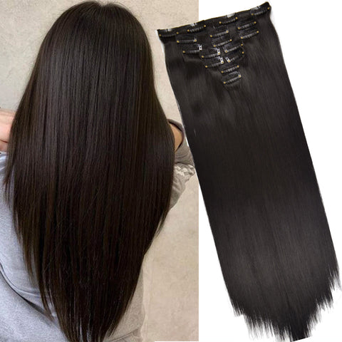 16 Clips Long Straight Hair Extensions