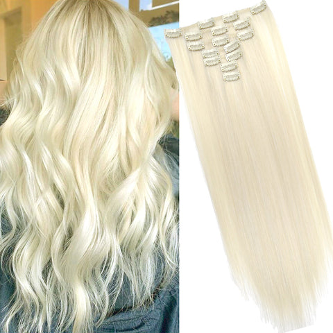 16 Clips Long Straight Hair Extensions