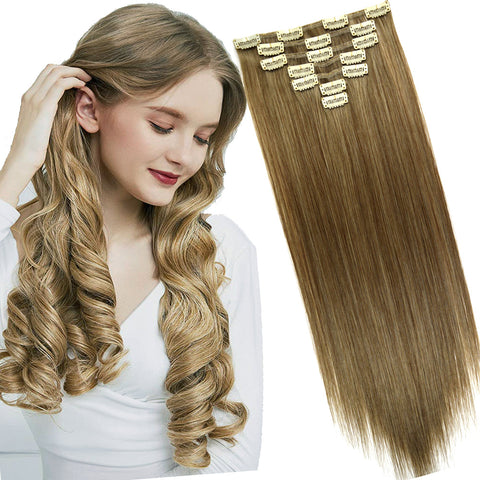 16 Clips Long Straight Hair Extensions