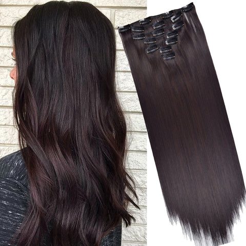 16 Clips Long Straight Hair Extensions