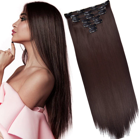 16 Clips Long Straight Hair Extensions