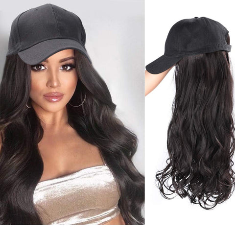 2023 Ins Hot Brown Black Wave Wig With Hat