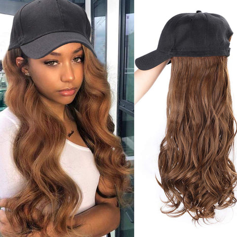 2023 Ins Hot Brown Black Wave Wig With Hat