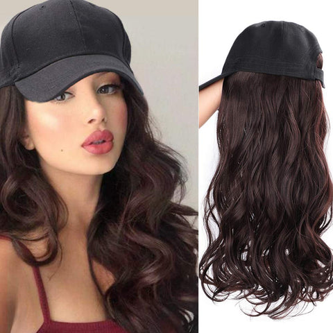 2023 Ins Hot Brown Black Wave Wig With Hat