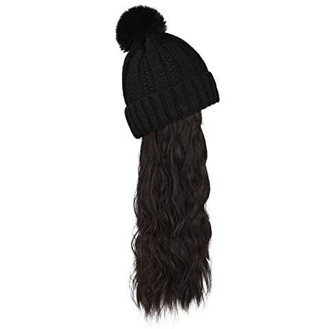 Ins Hot Hat Hair Extension Long Wavy Curly White Hat Wig