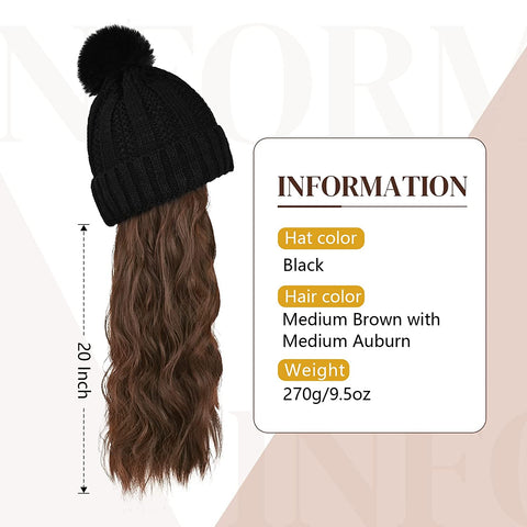 Ins Hot Hat Hair Extension Long Wavy Curly White Hat Wig