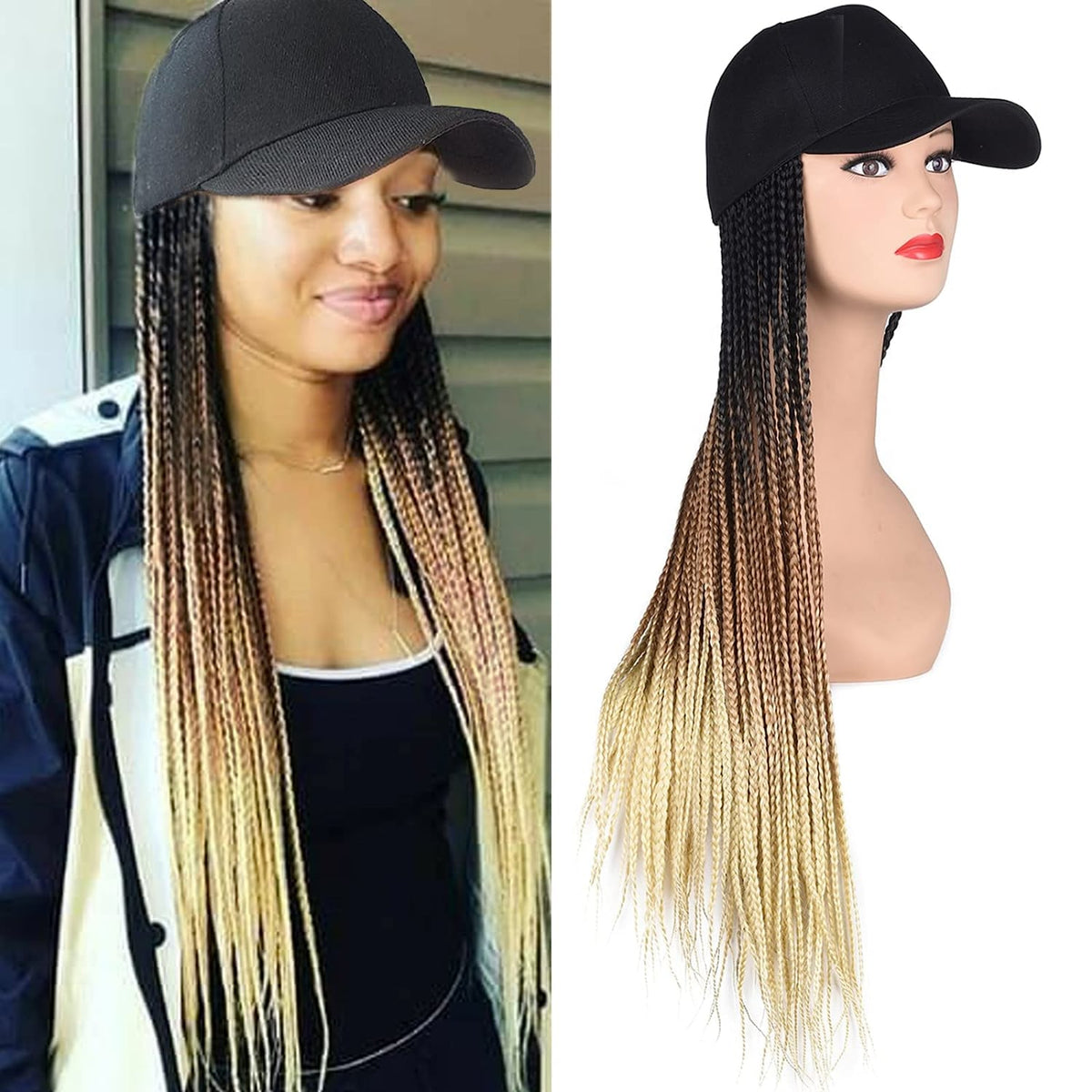 24inch Long Braiding Hair Baseball Cap Wig Box Braid wig