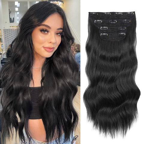 4pcs/set Long Wavy Hair Extensions Clip In Hair Extensions