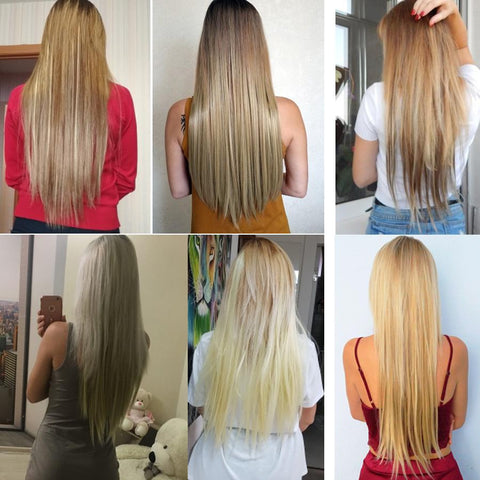 16 Clips Long Straight Hair Extensions